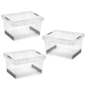 2 x 15L Ultra Resistant Strong Plastic Modular Storage Containers With Secure Clip Lock Lid For Home & Office