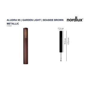 Nordlux Aludra 95 Outdoor Patio Terrace Garden Light In Seaside Brown Metallic (Height) 95.4cm