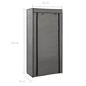 Berkfield Shoe Cabinet with Cover Grey 58x28x106 cm Fabric