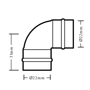 Solder ring Pipe elbow (Dia)22mm, Pack of 2