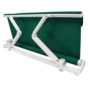 SunDaze 3.5 x 2.5m Manual Awning Retractable Garden Patio Canopy Sun Shade Shelter with Fittings and Crank Handle Green