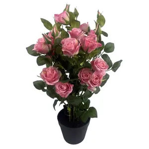 Artificial Pink Luxury Realistic Rose Bush