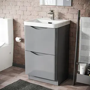 Nes Home 500mm Floorstanding Basin Vanity Unit Grey