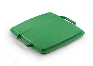 Durable DURABIN Grey Square Recycling Bin + Green Lid - Food Safe - 90L