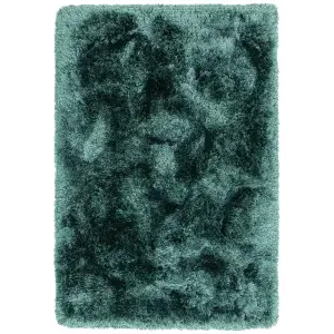 Teal Handmade , Luxurious , Modern , Plain , Shaggy , Sparkle Easy to Clean Rug for Living Room, Bedroom - 160cm X 230cm