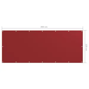 Berkfield Balcony Screen Red 120x300 cm Oxford Fabric