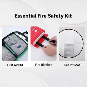 Essential Fire Safety Kit, Large, Fire Blanket, Fire Pit Mat, First Aid Kit