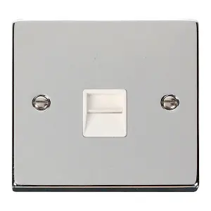 Polished Chrome Secondary Telephone Single Socket - White Trim - SE Home