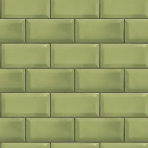 Galerie Just Kitchens Green Metro Tile Wallpaper Roll