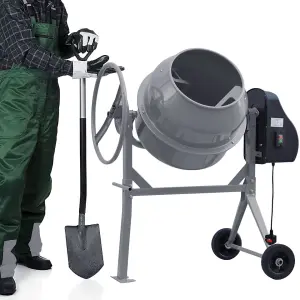 450W 220V Cement Mixer 120 L Electric Portable Cement Concrete Mixer with Wheels,Grey