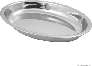 Set Of 4 17cm Stainless Steel Oval Curry Bowl Dinner Tray Serving Plate Dish Catering