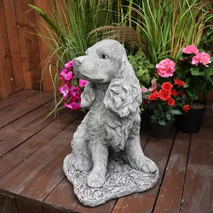 Cocker Spaniel Dog Stone Cast Garden Ornament