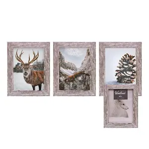 Kenro Box of 3 Harmony Woodland Silver Grey Rustic Wood Effect Photo Frame 8x12 Inch / 20x30cm - HW2030GY