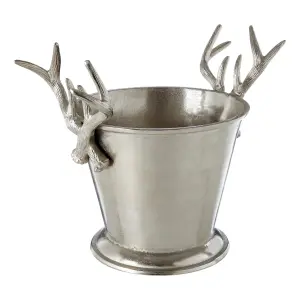 Interiors by Premier Aluminium Wine Cooler with Rounded Base, Wine Bucket with Antler Design Handles, Wine Chiller Bucket