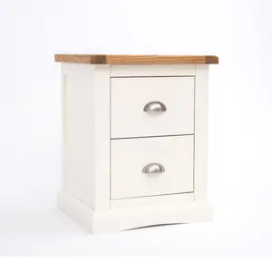 Cosenza 2 Drawer Bedside Table Chrome Cup Handle