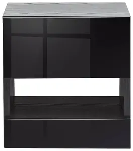 GFW Galicia Pair of Wall Hanging Bedside Tables Black