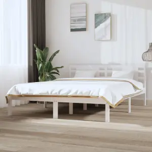 Berkfield Bed Frame White Solid Wood Pine 120x200 cm