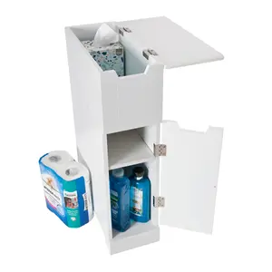 SENNEN Super Slim Bathroom Storage Cabinet, Small White Wooden Organiser