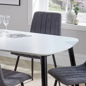 Core Products Aspen White 120cm Rectangular Dining Table with 4 Grey Plastic Curve Design Chairs