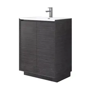 Matterhorn Dark Oak Floor Standing Bathroom Vanity Unit with White Basin (W)600mm (H)850mm