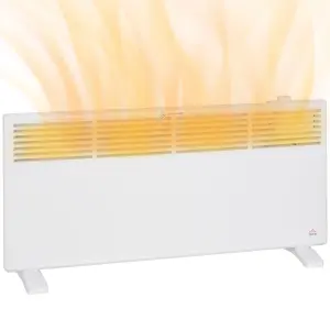 HOMCOM 2000W Panel Heater, Low Energy Electric Heater for Home, White