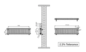 Right Radiators 300x1190 mm Horizontal Traditional 2 Column Cast Iron Style Radiator Anthracite