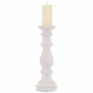 Matt White Large Ceramic Column Candle Holder