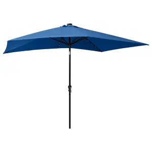 Berkfield Parasol with LEDs and Steel Pole Azure Blue 2x3 m