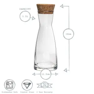 Bormioli Rocco - Ypsilon Glass Carafe With Cork Lid - 1.1 Litre