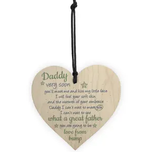 Red Ocean Handmade Wooden Heart From Bump Gifts Dad Daddy To Be Father Baby Son Daughter Card