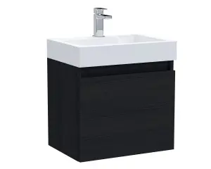 Cloakroom Suite - Vanity Unit, Tap and Toilet Set - Charcoal Black/Chrome