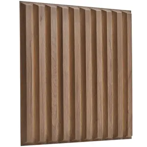 3D Wall Panels Adhesive Included - 6 Sheets Cover 16.15ft²(1.5m²) Interior Cladding Panels - 3D Fluted Line Design in Matte Wooden