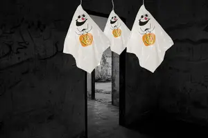 3Pcs Hanging White Ghost Halloween Decor - Indoor/Outdoor Spooky Party Theme