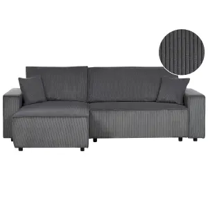 Sofa Bed ABACKA Graphite Grey Corduroy Right Hand