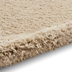 Beige Plain Shaggy Modern Easy To Clean Rug For Dining Room-160cm X 220cm