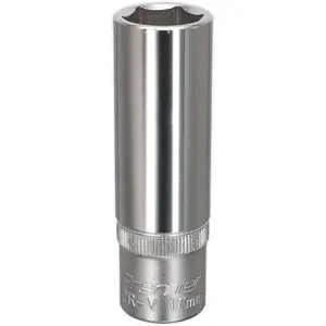 Premium 17mm Steel Deep Drive Socket - 1/2 Inch Square Drive Tool