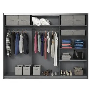 Spacious Galaxy Wardrobe with Sliding Doors in Oak Carbon - Luxurious Storage, H2100mm W2700mm D610mm