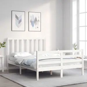 Berkfield Bed Frame with Headboard White 120x200 cm Solid Wood