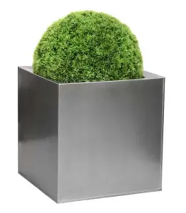 Primrose Zinc Galvanised Silver Cube Planter Pot 20cm