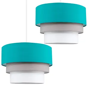 ValueLights Aztec Blue Ceiling Pendant Shade and B22 GLS LED 10W Warm White 3000K Bulb