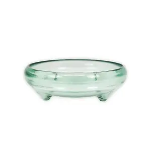 Recycled Glass Kitchen Dining Room Home Décor Footed Glass Bowl - 24.5cm (W)