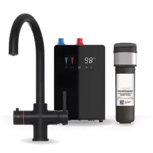 Premium Matt Black 4 In 1 Swan Tap with Digital Tank and Water Filter