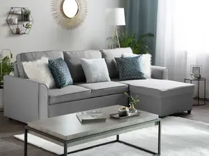 Left-Hand Corner Sofa NESNA Light Grey Fabric Left Hand