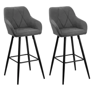 Set of 2 Bar Chairs DARIEN Grey