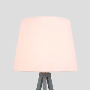 ValueLights Barbro Modern Grey Wood Tripod Design Floor Lamp with Pink Tapered Shade - Includes 6w LED Bulb 3000K Warm White