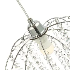 Waterfall Pendant Lamp Shade with Clear Acrylic Droplets and Chrome Metal Frame