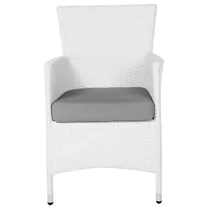 Set of 2 Garden Chairs with Cushions ITALY PE Rattan White