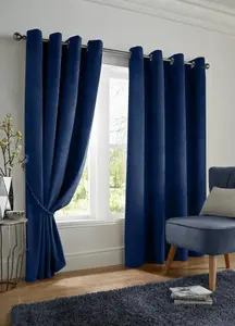 Velvet Blackout 66" x 54" Navy (Ring Top Curtains)