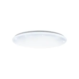 Flush Ceiling Light White Shade White Plastic With Crystal Effect Bulb LED 60W