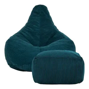 icon Dalton Corduroy Bean Bag Chair & Pouffe Teal Green Recliner Bean Bags